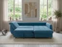 luma-home Ecksofa 17107 mit Bettfunktion, Ottomane rechts, Wellenunterfederung, Mikrofaser Blau Bild 4