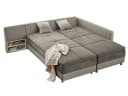 luma-home Ecksofa 15101 Doppelbett Grau Braun/Kunstleder Beige Bild 1