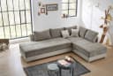 luma-home Ecksofa 15101 Doppelbett Grau Braun/Kunstleder Beige Bild 3