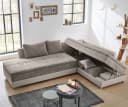 luma-home Ecksofa 15101 Doppelbett Grau Braun/Kunstleder Beige Bild 4