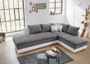 luma-home Ecksofa 15103 Doppelbett Hell-Grau/Kunstleder Weiß Bild 3