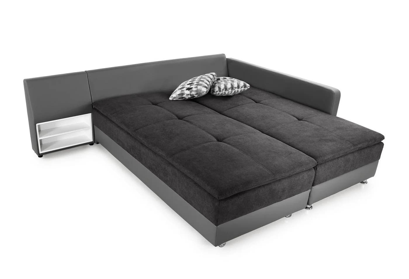 luma-home Ecksofa 15105 Doppelbett 306x223 cm Mikrofaser Anthrazit