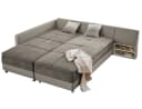 luma-home Ecksofa 15102 Dauerschläfer Doppelbett Grau Braun/Kunstleder Beige Bild 1