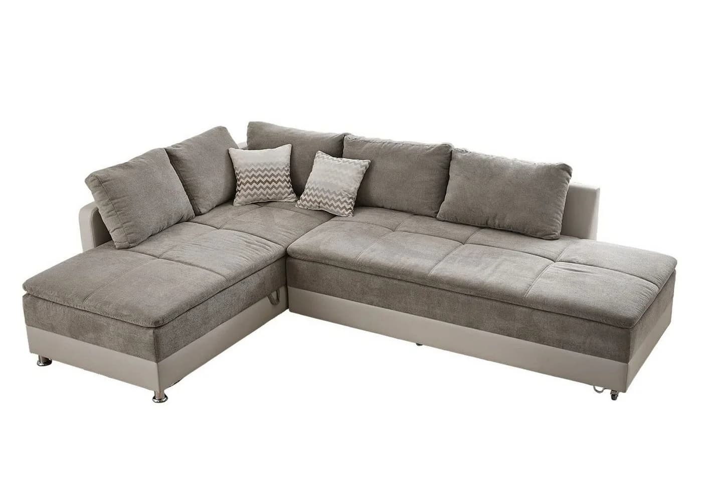 luma-home Ecksofa 15102 Dauerschläfer Doppelbett Grau Braun/Kunstleder Beige - Bild 2