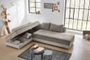 luma-home Ecksofa 15102 Dauerschläfer Doppelbett Grau Braun/Kunstleder Beige Bild 4