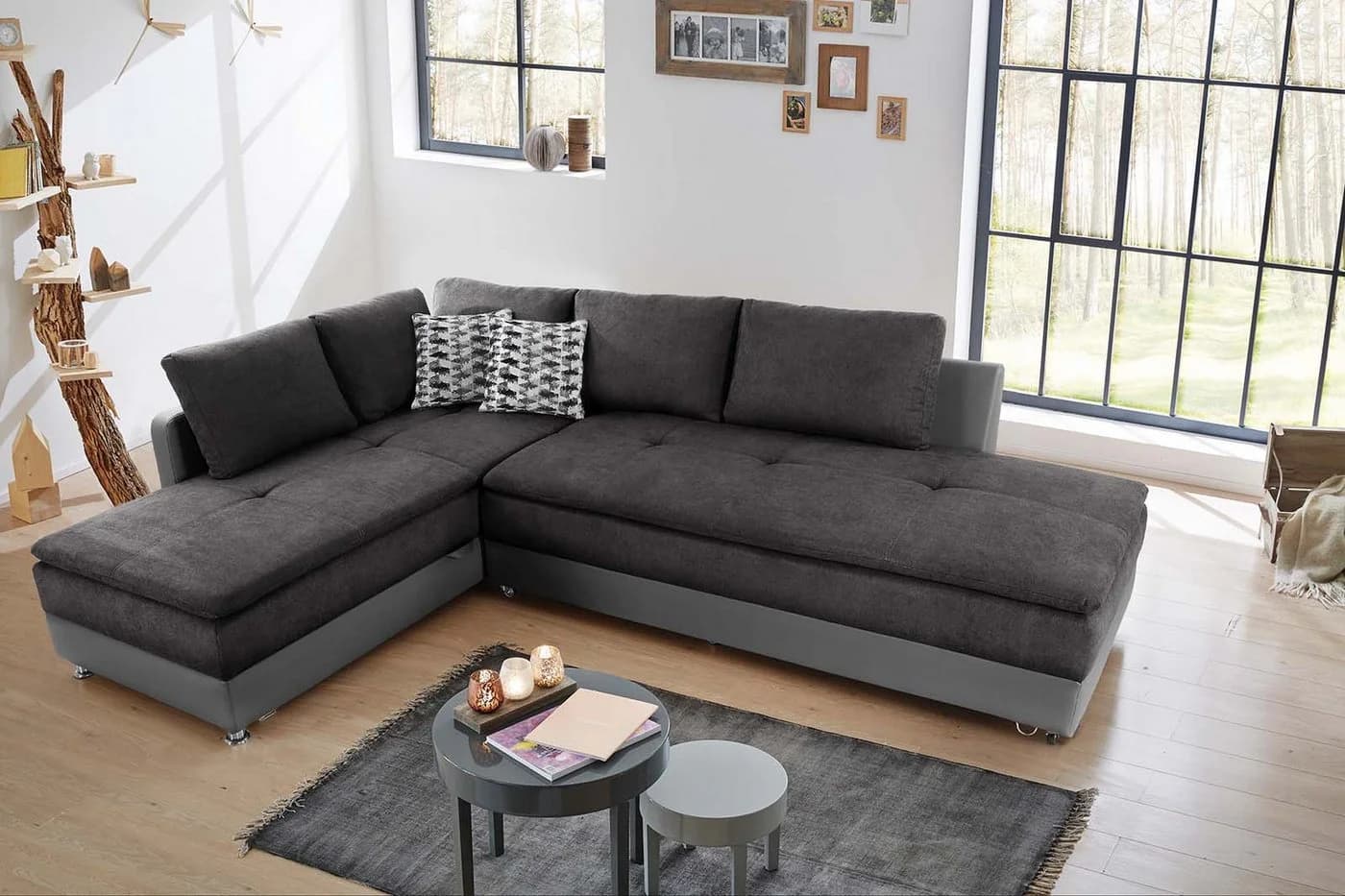 luma-home Ecksofa 15106 Doppelbett Grau Mikrofaser Kunstleder - Bild 3