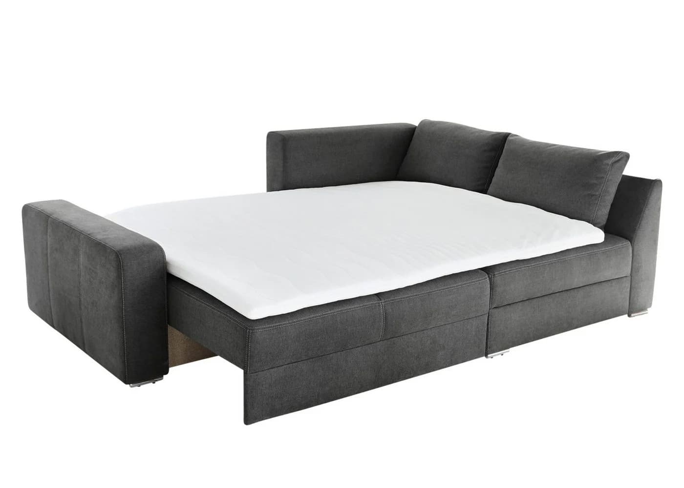luma-home Ecksofa 15107 Dauerschläfer Boxspring Mikrofaser Grau