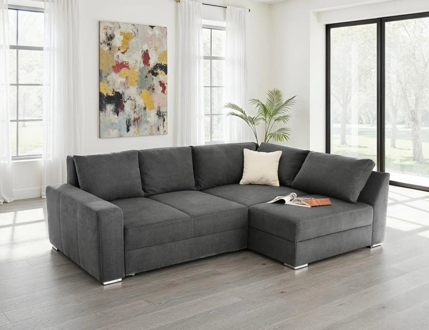 luma-home Ecksofa 15107 Dauerschläfer Boxspring Mikrofaser Grau - Bild 3