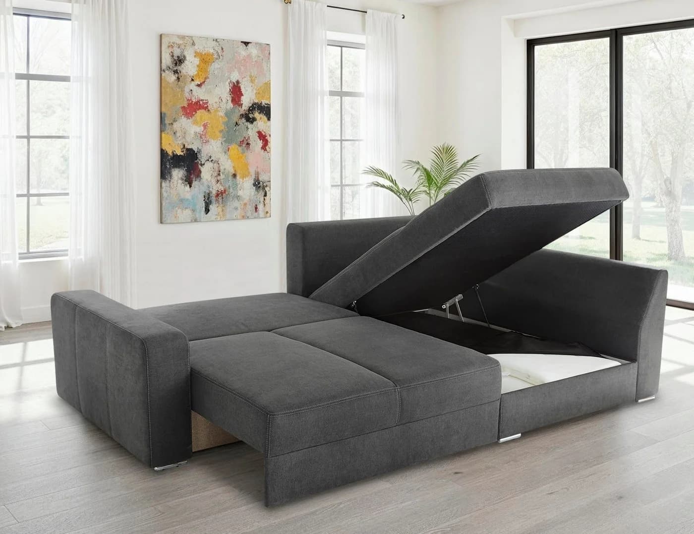 luma-home Ecksofa 15107 Dauerschläfer Boxspring Mikrofaser Grau - Bild 5