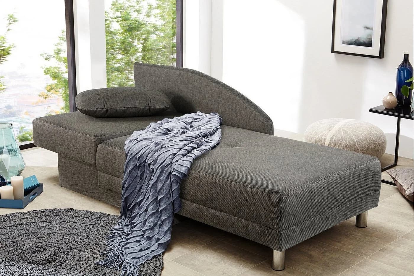luma-home Recamiere 15123 Bettfunktion Grau Federkern - Bild 4