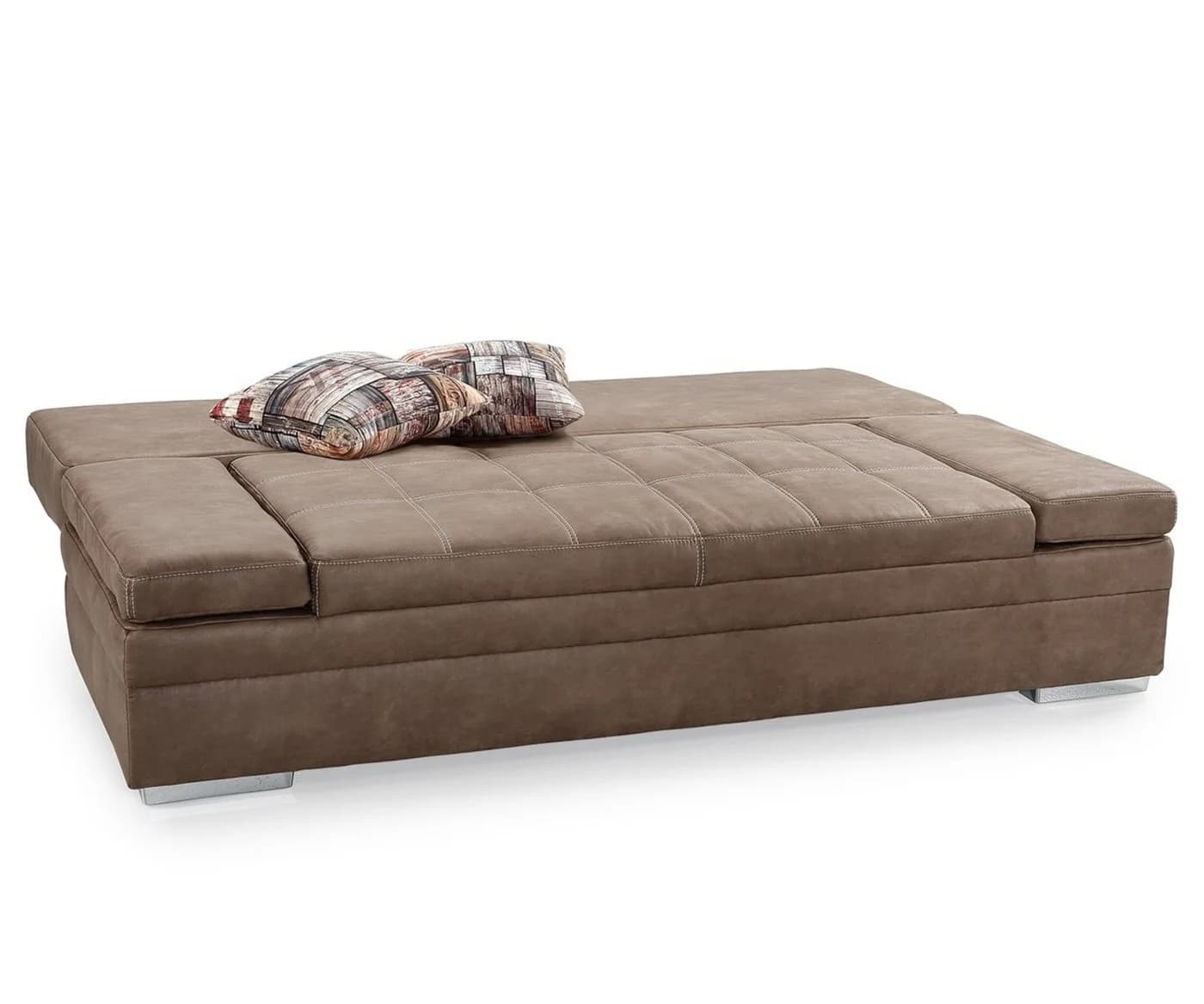 luma-home Schlafsofa 15116 Braun Bettkasten Armlehnen verstellbar