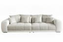 luma-home Big-Sofa 15113 XXL-Couch Kunstleder Weiß/Web-Strukturstoff Grau Beige Bild 2
