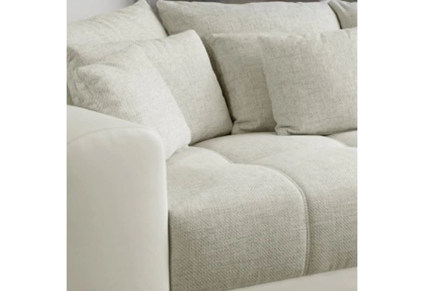 luma-home Big-Sofa 15113 XXL-Couch Kunstleder Weiß/Web-Strukturstoff Grau Beige - Bild 4