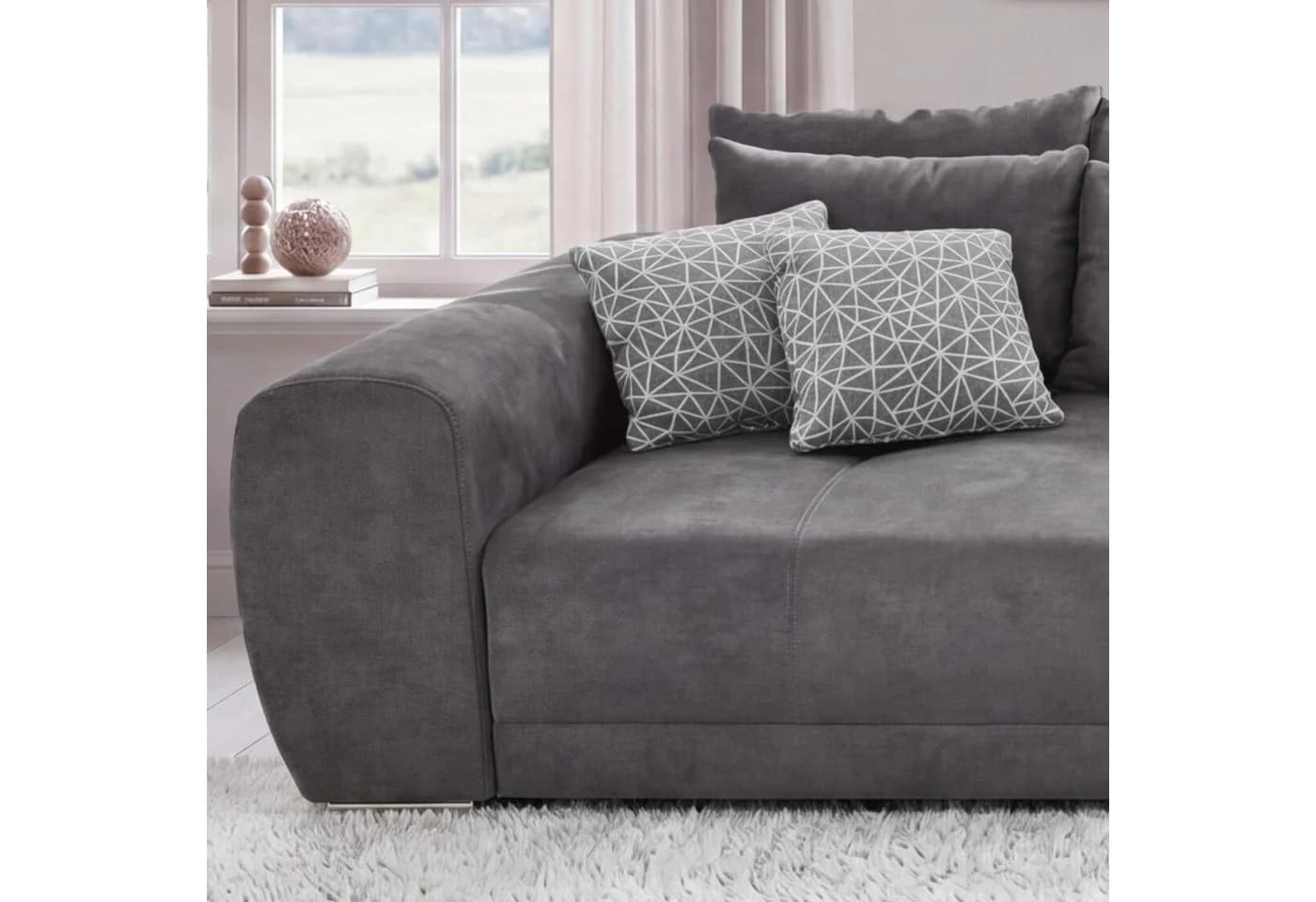 luma-home Big-Sofa 15114 XXL-Couch Grau Federkernpolsterung - Bild 4
