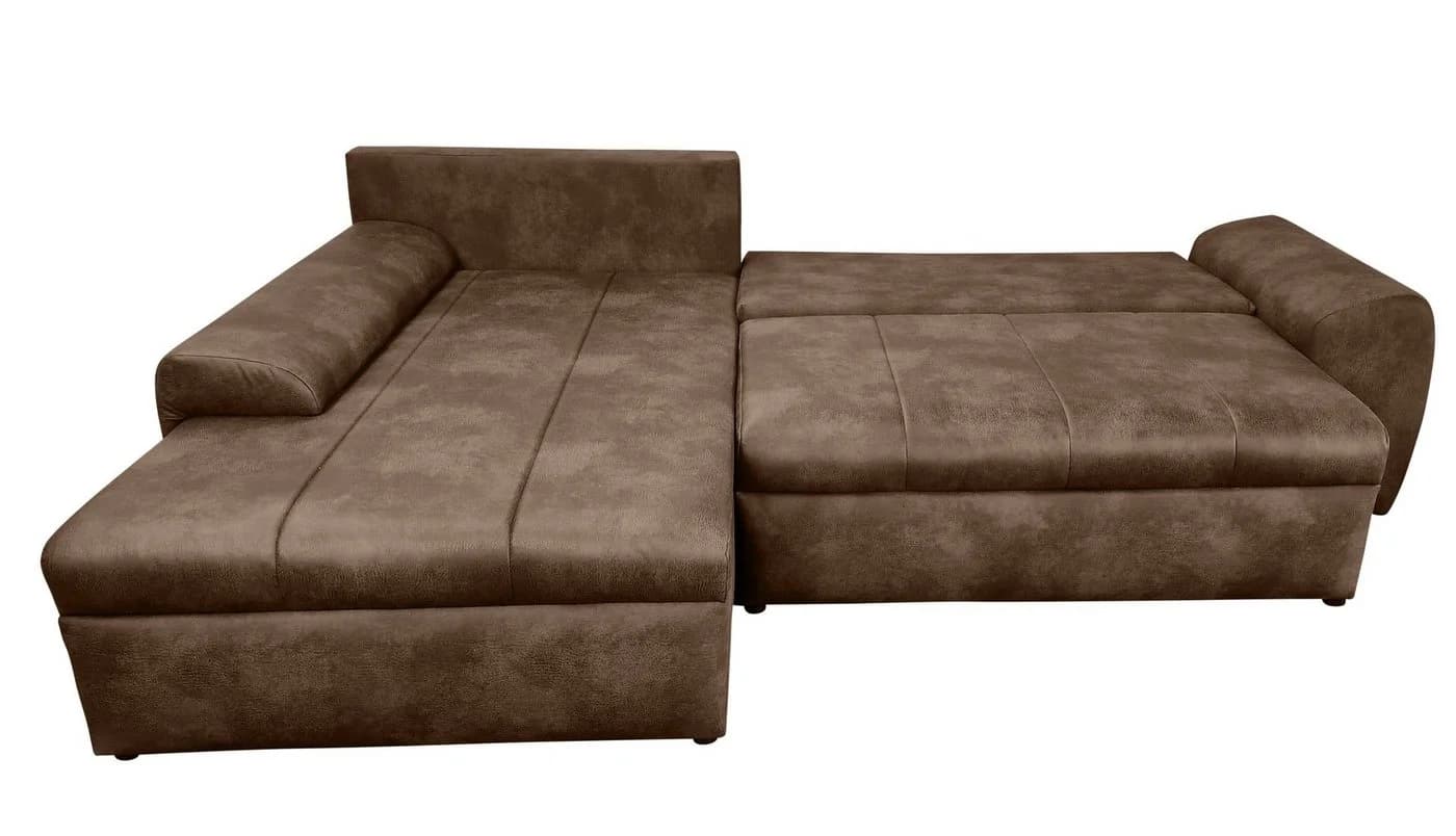 luma-home Ecksofa 18014 Bettfunktion Braun Mikrofaser