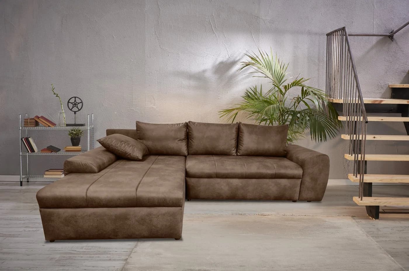 luma-home Ecksofa 18014 Bettfunktion Braun Mikrofaser - Bild 3