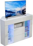 Dripex TV Eckschrank Fernsehtisch Hochglanz Weiß 100x40x68 cm Bild 2