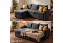 Jiexi L-Form Schlafsofa mit Bettkasten Chenille Récamiere Bild 1