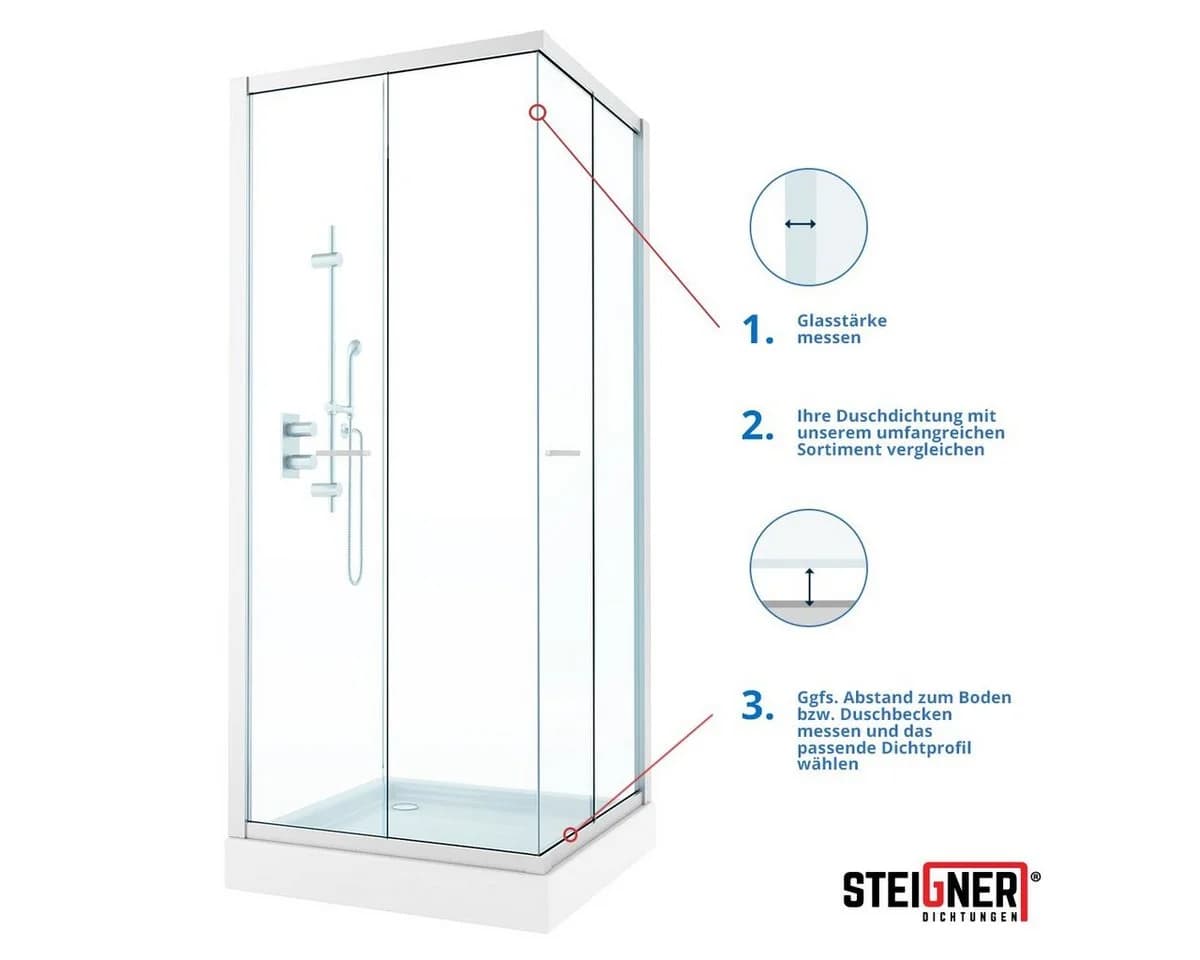 STEIGNER Duschdichtung 30cm PVC Ersatzdichtung für Dusche - Bild 3