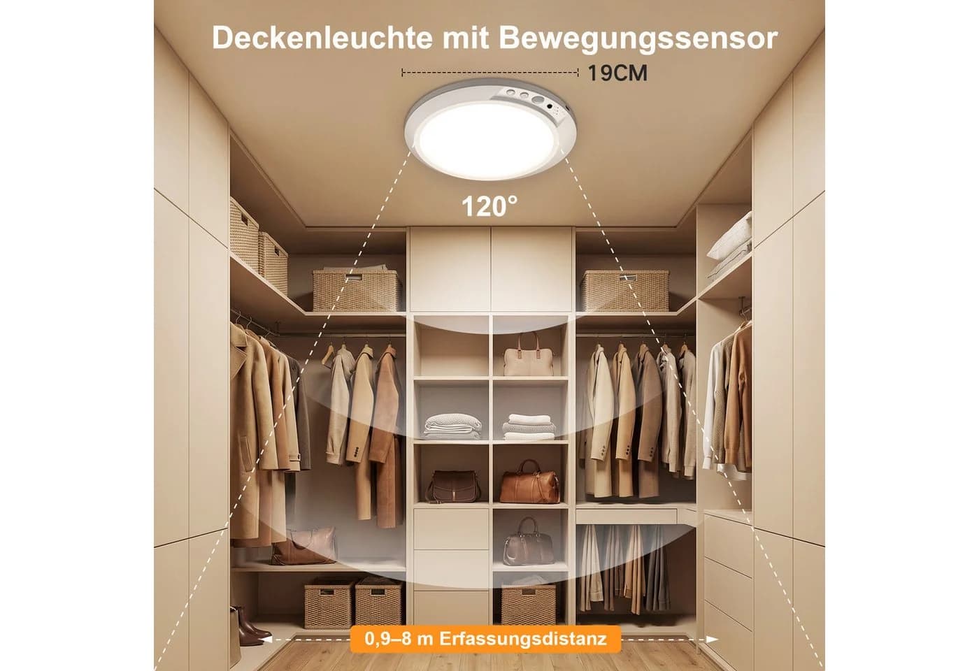 skelo LED Deckenleuchte 19CM Akku mit Bewegungsmelder 3CCT Dimmbar - Bild 5