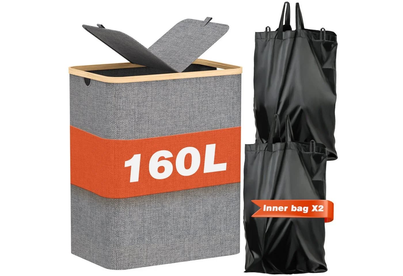 skelo Wäschekorb 160L mit 2 Fächern und abnehmbarem Beutel - Bild 2