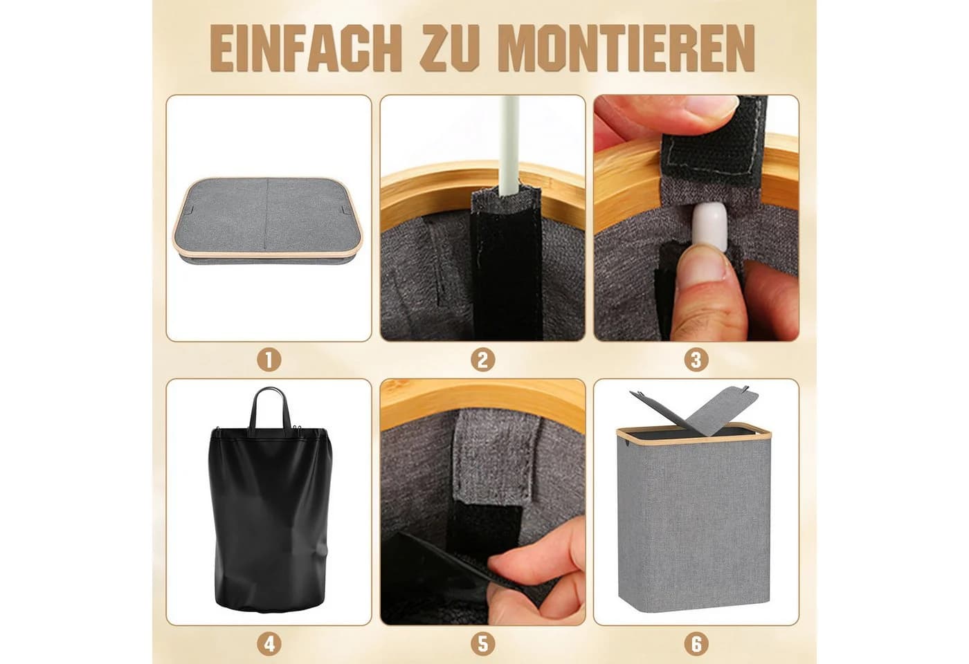skelo Wäschekorb 160L mit 2 Fächern und abnehmbarem Beutel - Bild 5
