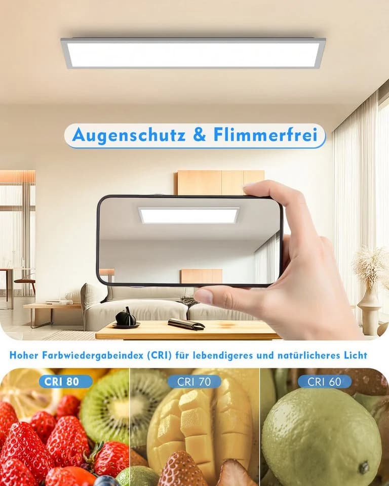 Lujasi LED Deckenleuchte 36W 3600LM LED Panel Flach 100 x 25 x 5,5 cm - Bild 3
