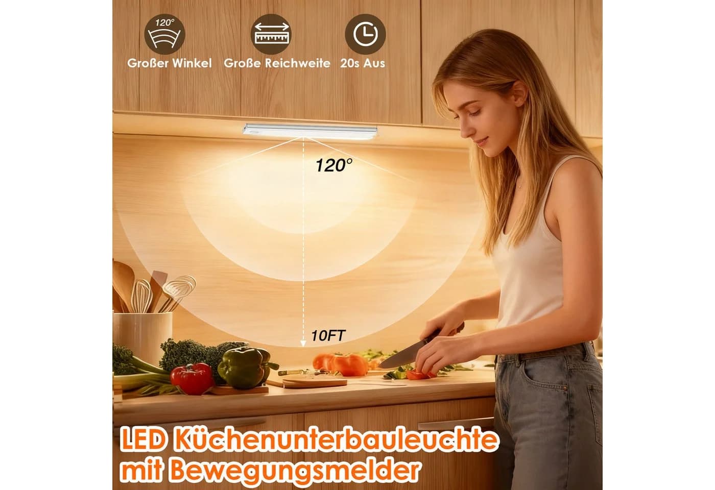Lujasi LED Unterbauleuchte 2er Set Silber mit Bewegungssensor