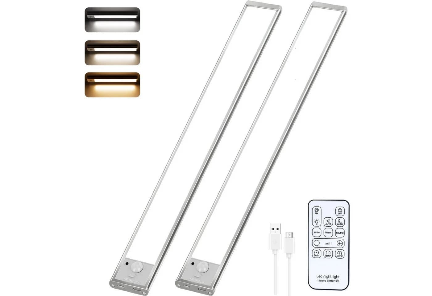 Lujasi LED Unterbauleuchte 2er Set Silber mit Bewegungssensor - Bild 2