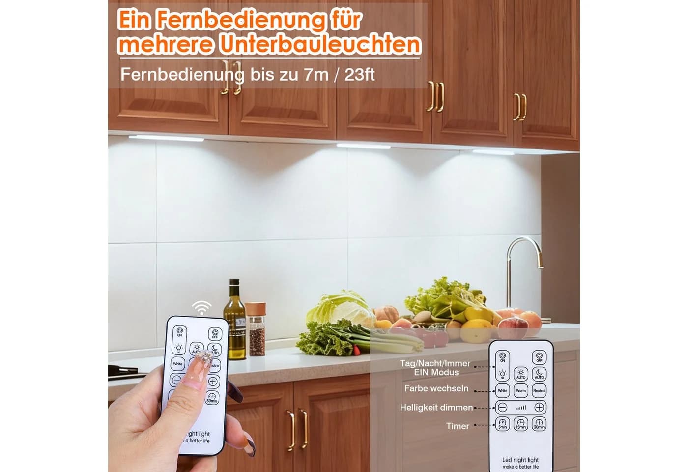 Lujasi LED Unterbauleuchte 2er Set Silber mit Bewegungssensor - Bild 3