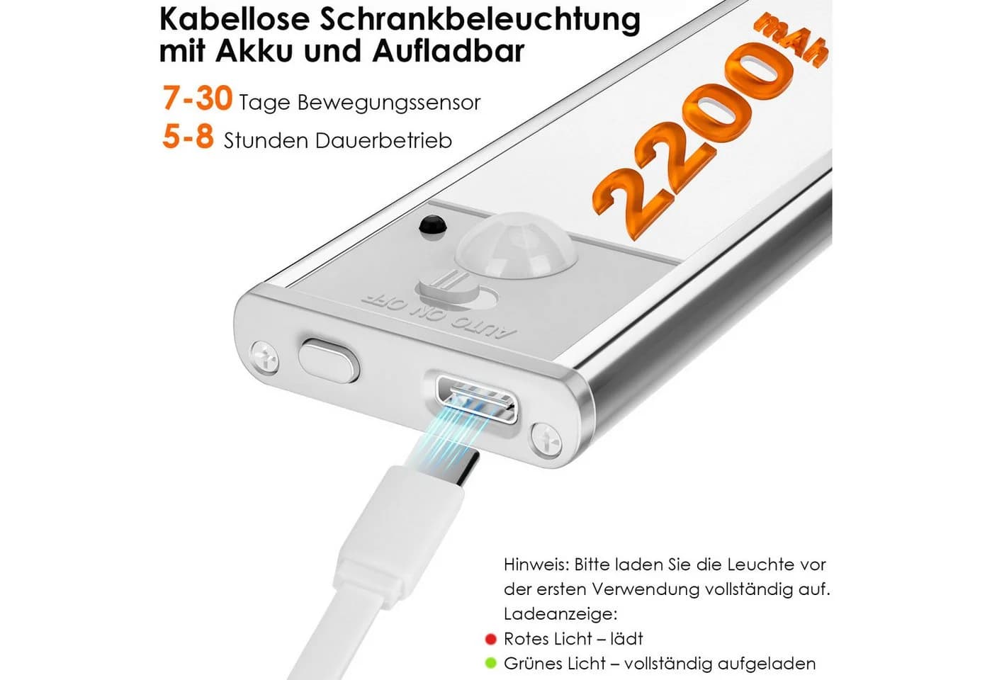 Lujasi LED Unterbauleuchte 2er Set Silber mit Bewegungssensor - Bild 4