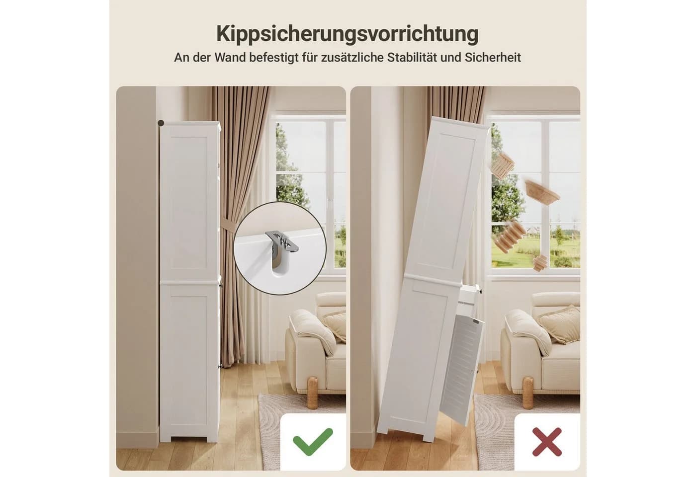 Bealife Badkommode Hochschrank Weiß mit Schubladen & Fächern - Bild 4