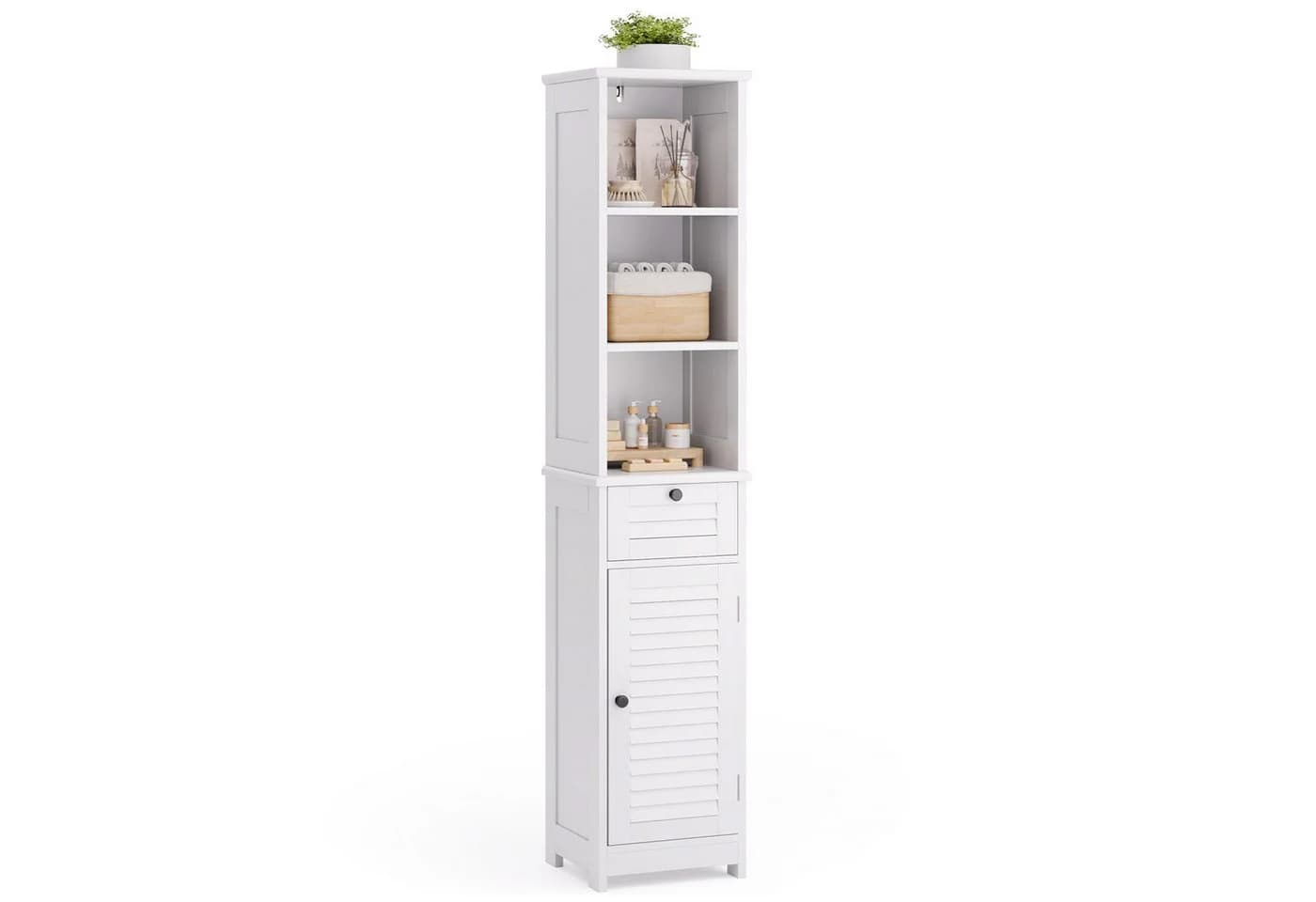 Bealife Badkommode Hochschrank Weiß mit Schubladen & Fächern - Bild 5