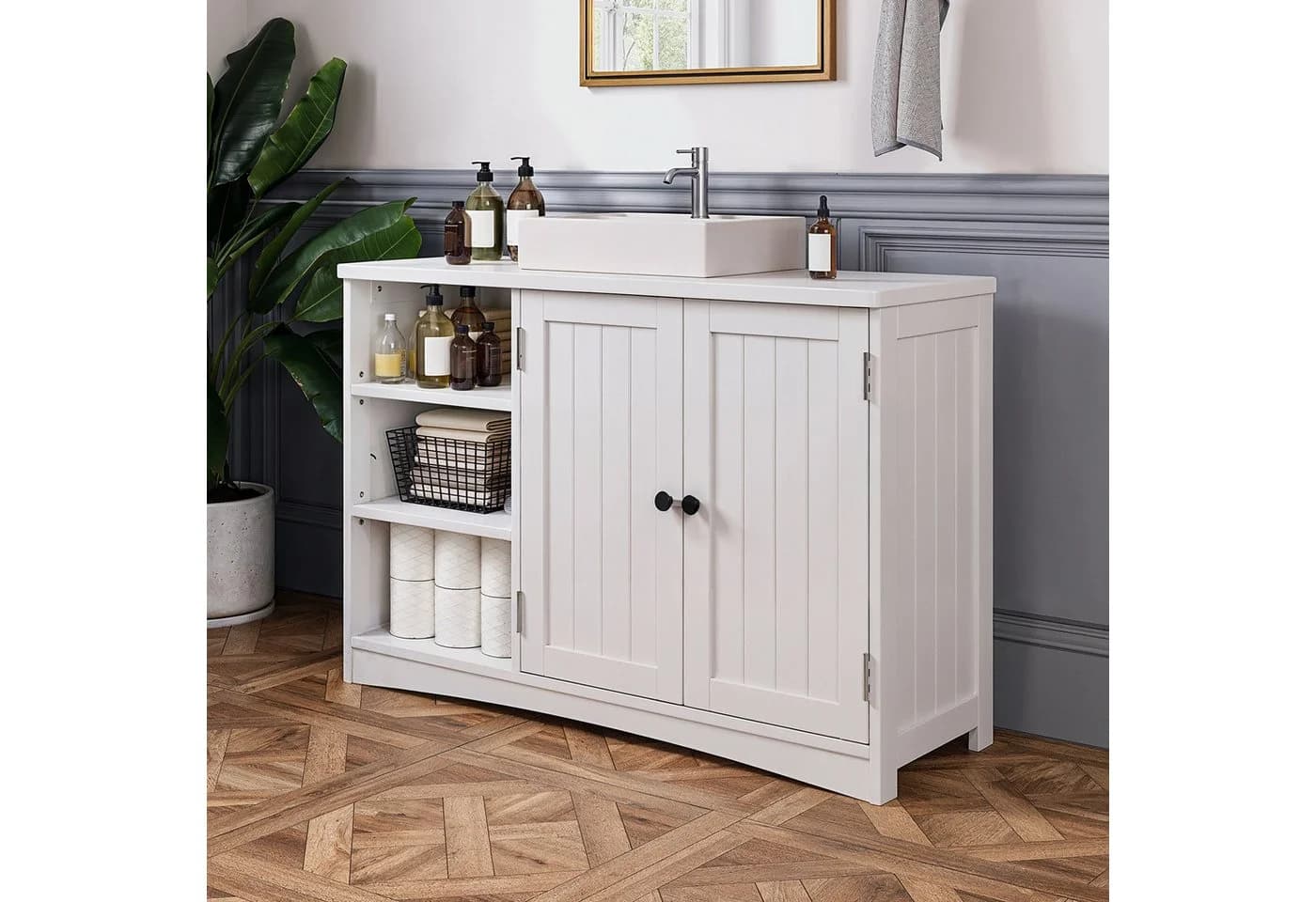 Bealife Waschbeckenunterschrank Grau 90 x 30 x 60 cm - Bild 2