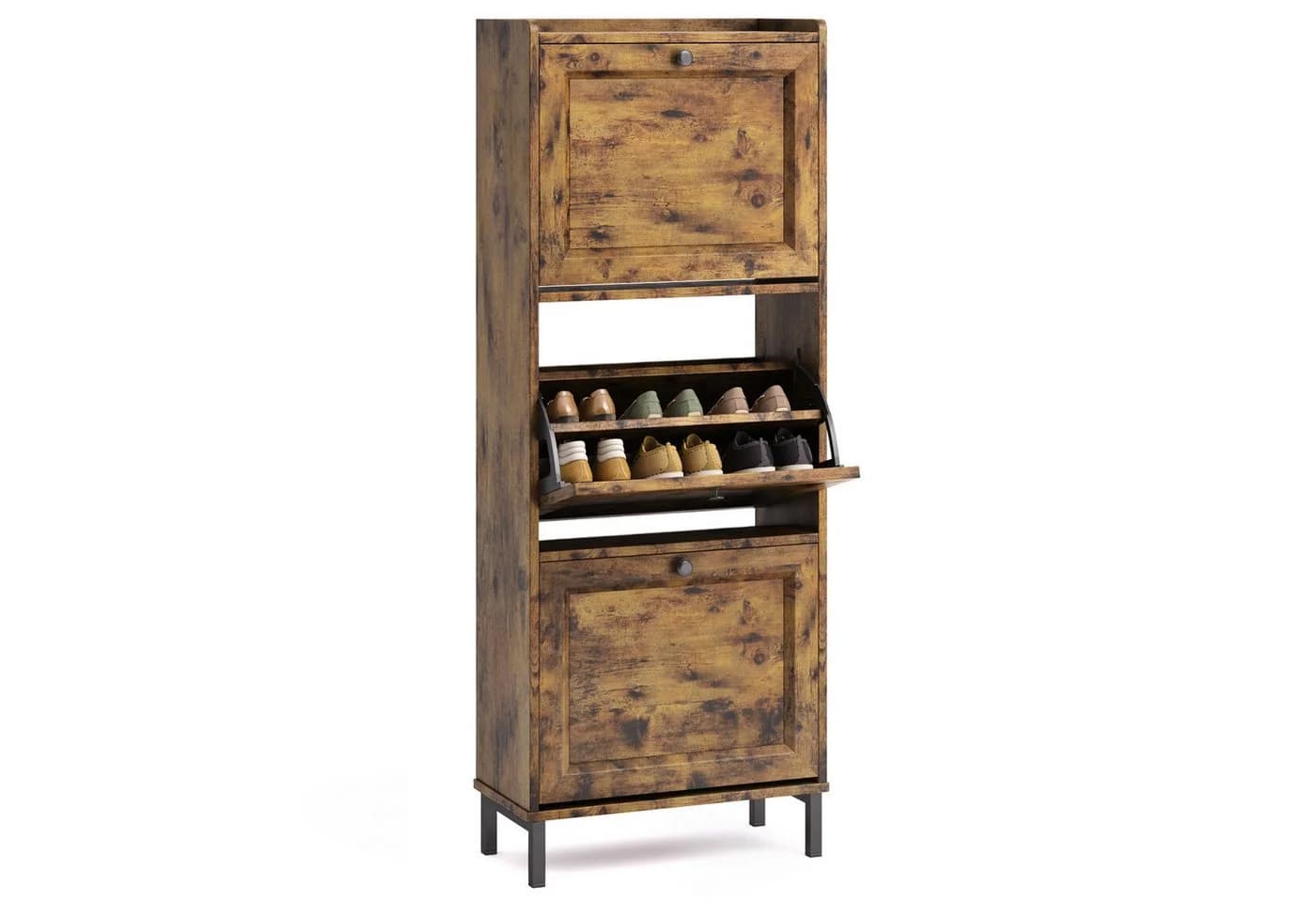 Bealife Schuhschrank Mit Klappdeckel Retro Weiß - Bild 2