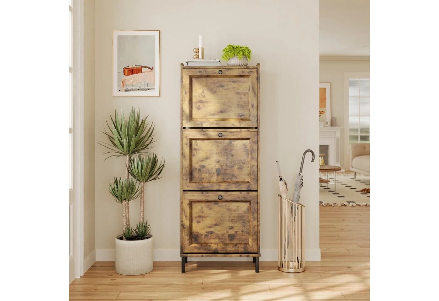 Bealife Schuhschrank Mit Klappdeckel Retro Weiß - Bild 3