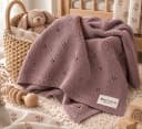 Bleu La La Babydecke Rot 100% Bio-Baumwolle Pointelle Strick Bild 1