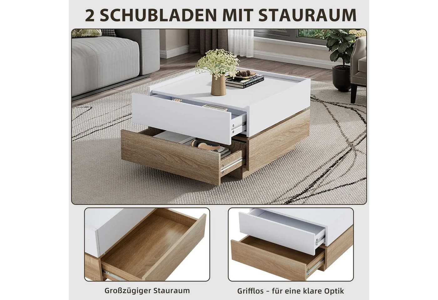 SeedWave Couchtisch Sofatisch 360° Drehbar Weiß - Bild 4