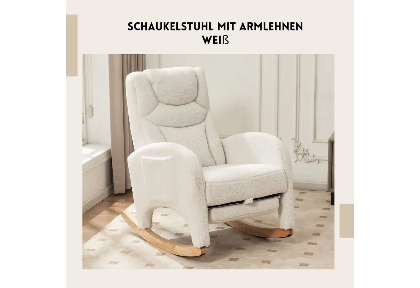 SeedWave Schaukelstuhl mit Armlehnen Teddy-Fleece Anti-Kipp-Design