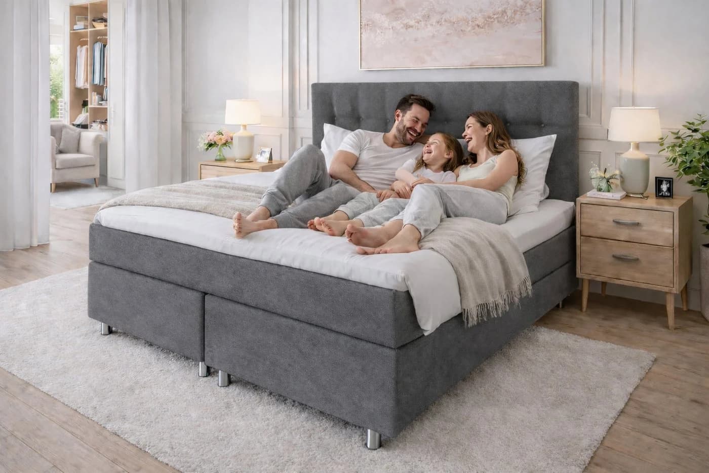 Tesla Dreams Boxspringbett Ronda 7-Zonen Wendematratze mit Topper