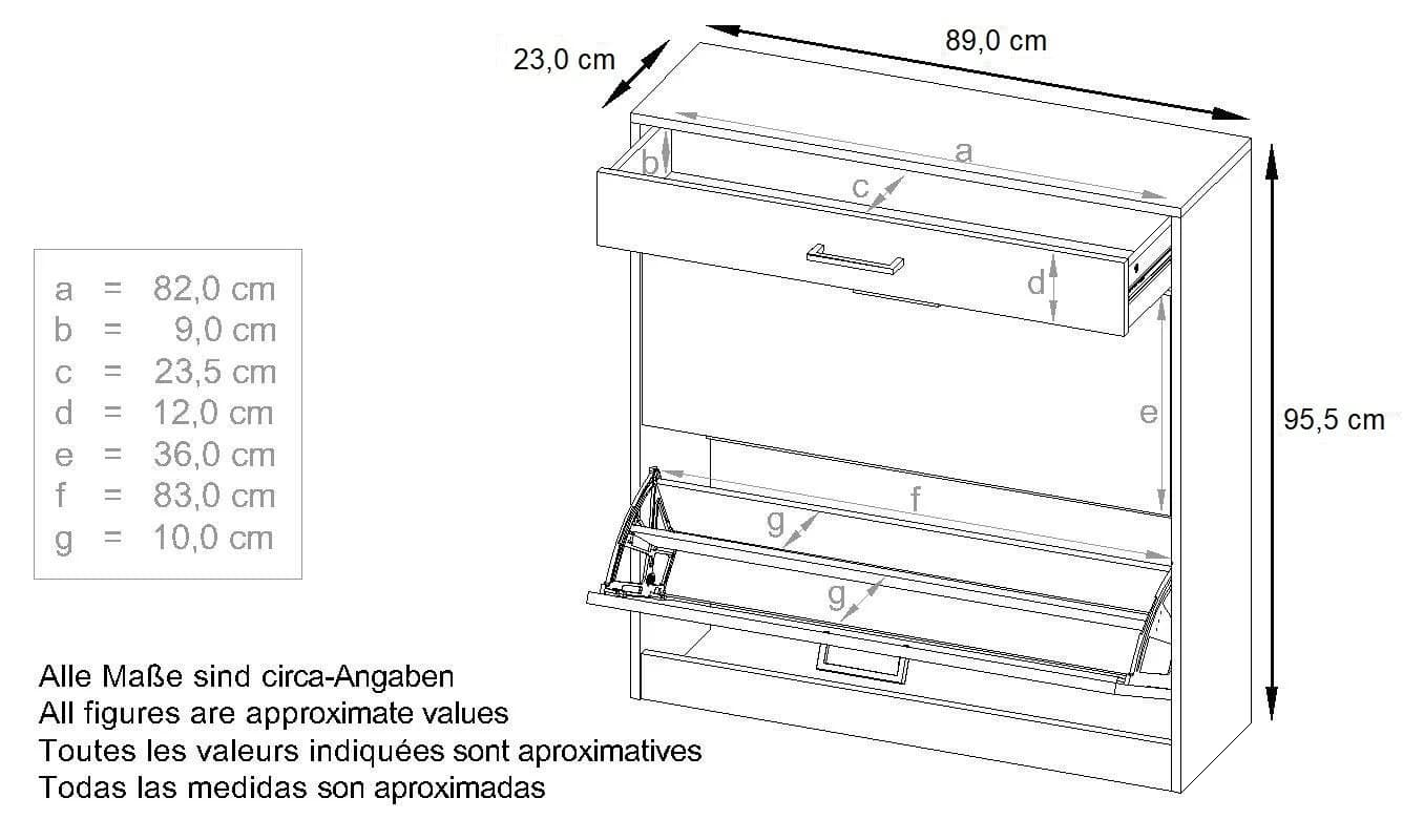 Möbelhandel Klipenstein Schuhschrank Vegas Korpus Eiche Artisan - Bild 4