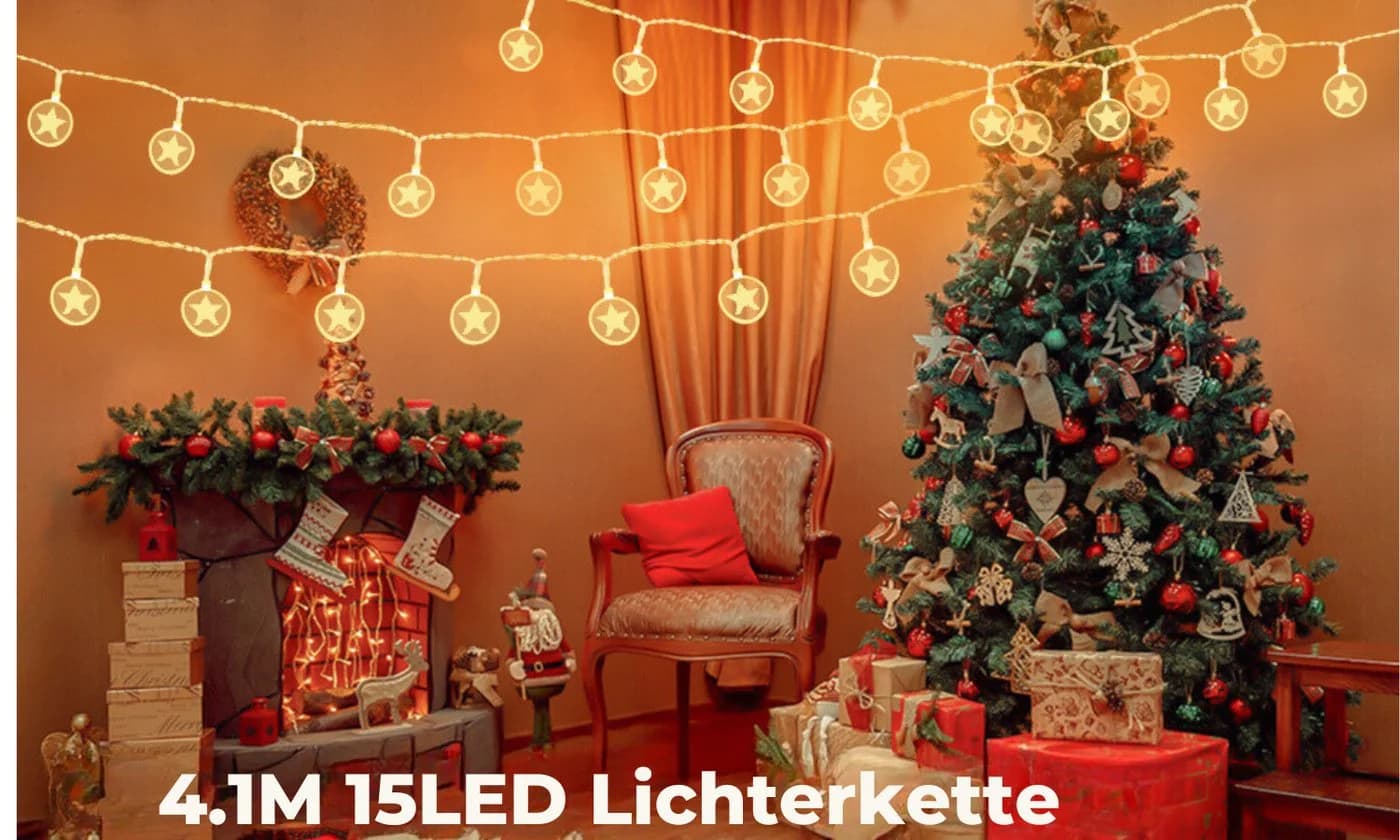 Vivitar Lichterkette 4,1 m 15 LED USB wiederaufladbar, Acryl-Blumen - Bild 5