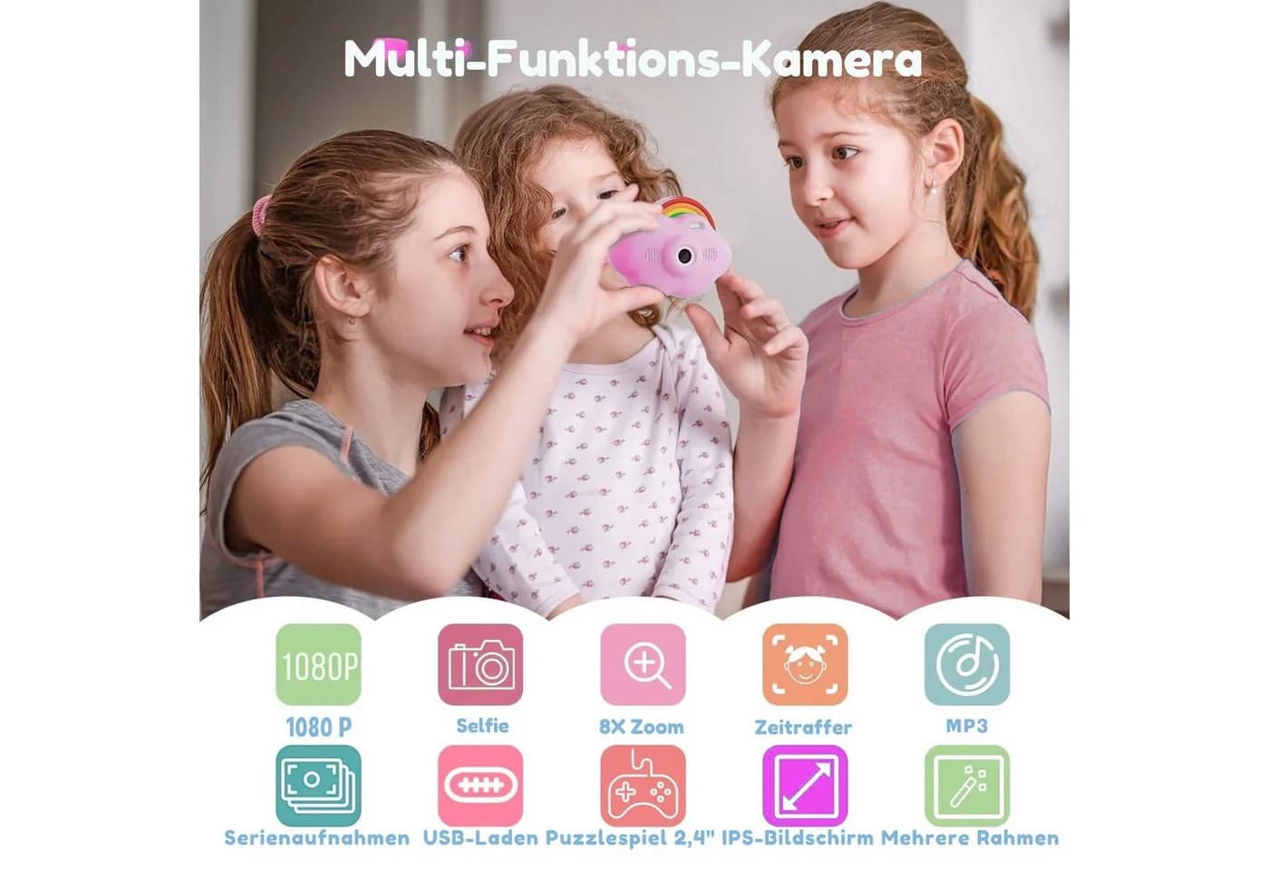Selvim Kinderkamera 40 MP Rosa 8x Zoom