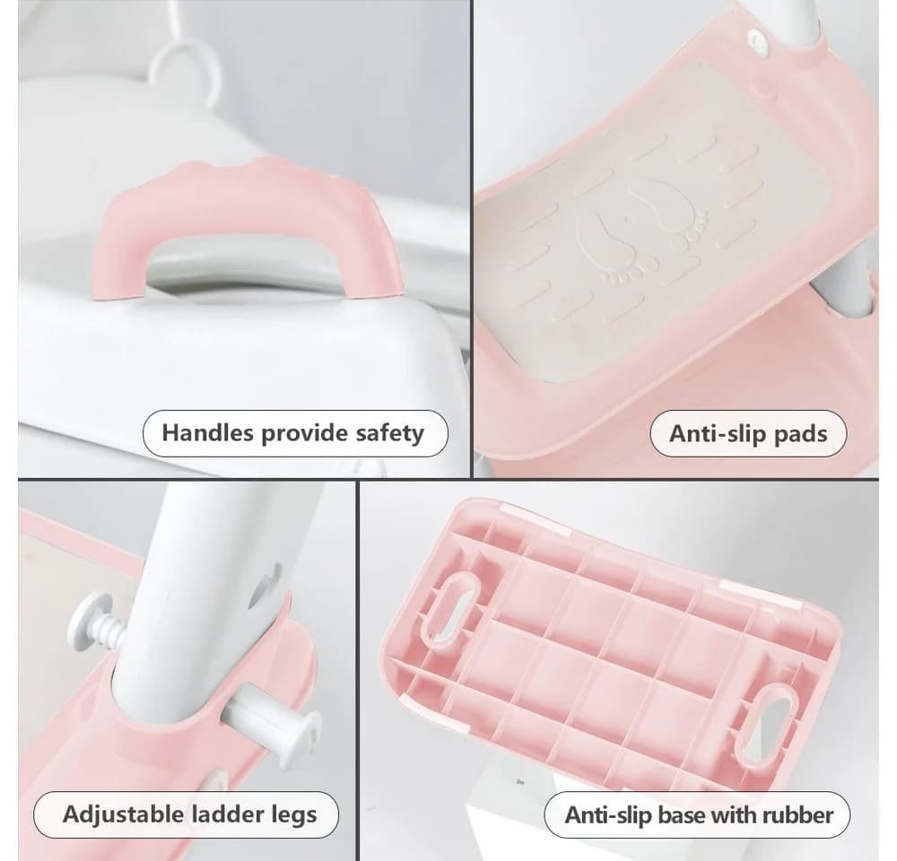 P & K Töpfchen Toilettensitz mit Leiter & Tritthocker Rosa