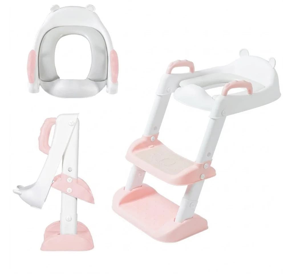 P & K Töpfchen Toilettensitz mit Leiter & Tritthocker Rosa - Bild 2