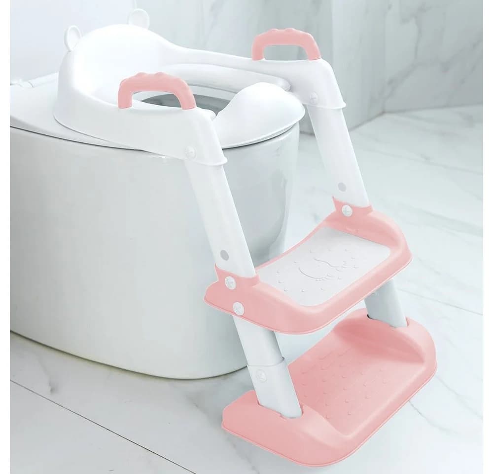 P & K Töpfchen Toilettensitz mit Leiter & Tritthocker Rosa - Bild 4