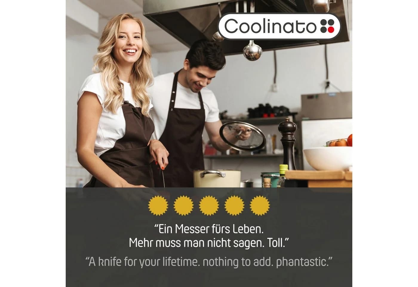 Coolinato Messer-Set 3tlg Profi Küchen Messer Schwarz - Bild 3