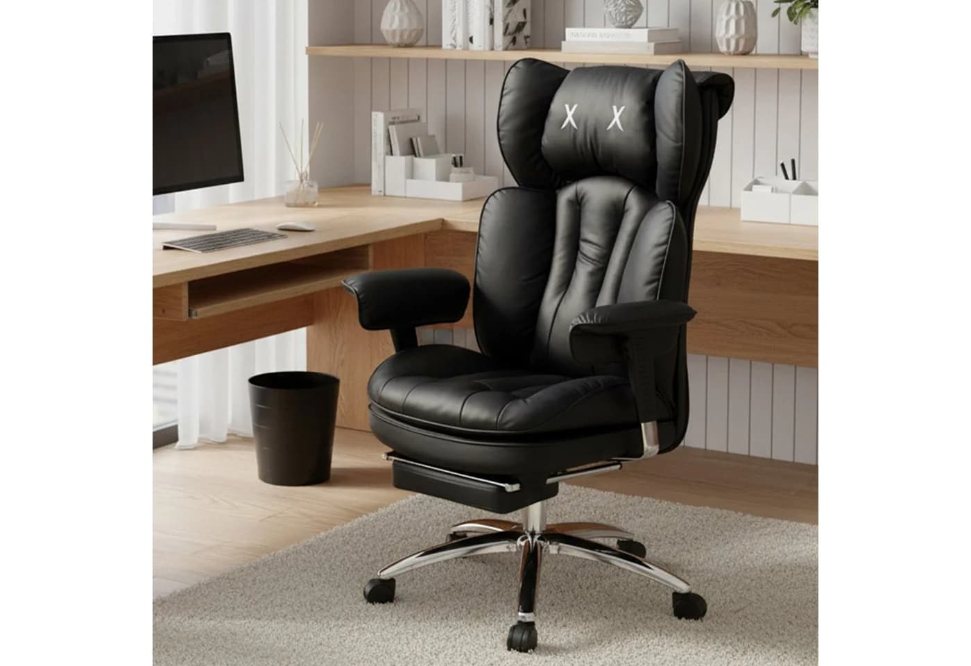 EFOMAO Bürostuhl Schreibtischstuhl Gaming-Stuhl Chefsessel mit Fußstütze, ergonomisch, mit 90°-135° Liegefunktion, höhenverstellbare Armlehnen - Bild 3