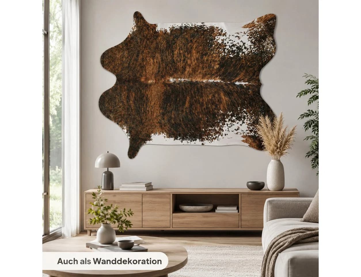 Lochas Fellteppich in Kuhfelloptik, Kurzflor, waschbar, braun-weiß - Bild 5