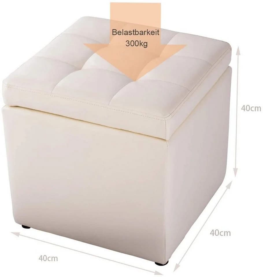 COSTWAY Stauraumhocker mit Deckel gepolstert weiß - Bild 3